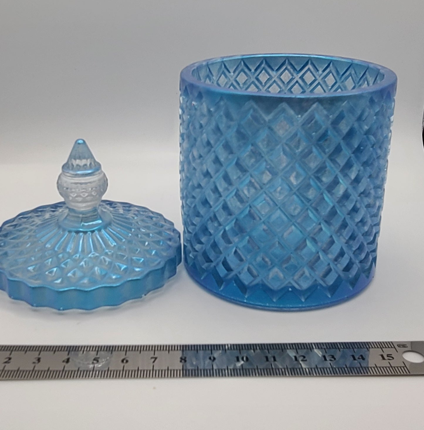 Beautiful handmade resin jar Large Blue Cylinder A