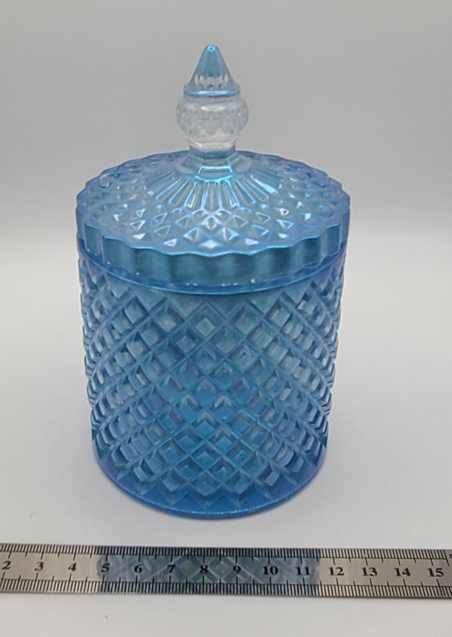 Beautiful handmade resin jar Large Blue Cylinder  A