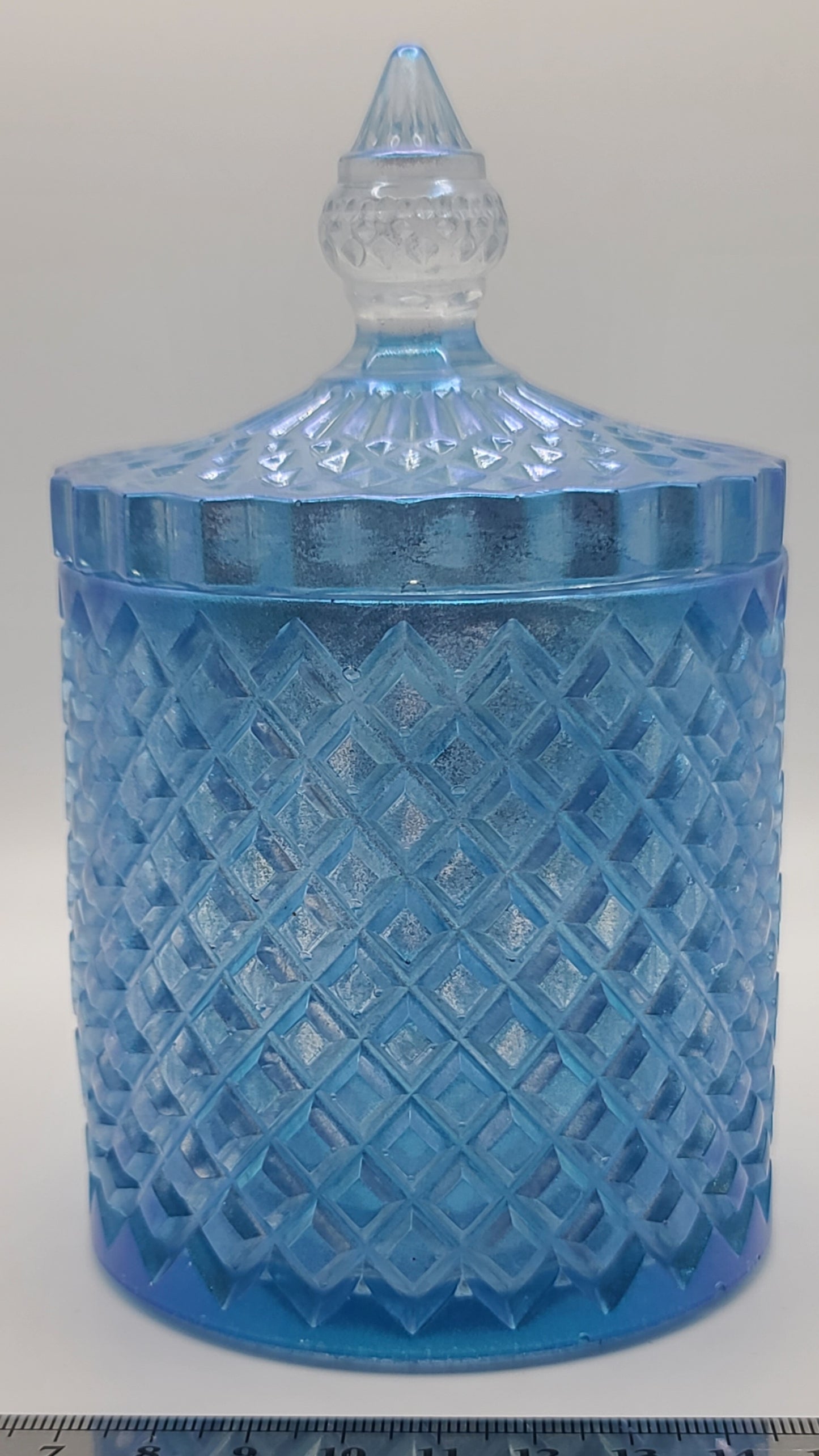 Beautiful handmade resin jar Large Blue Cylinder  A