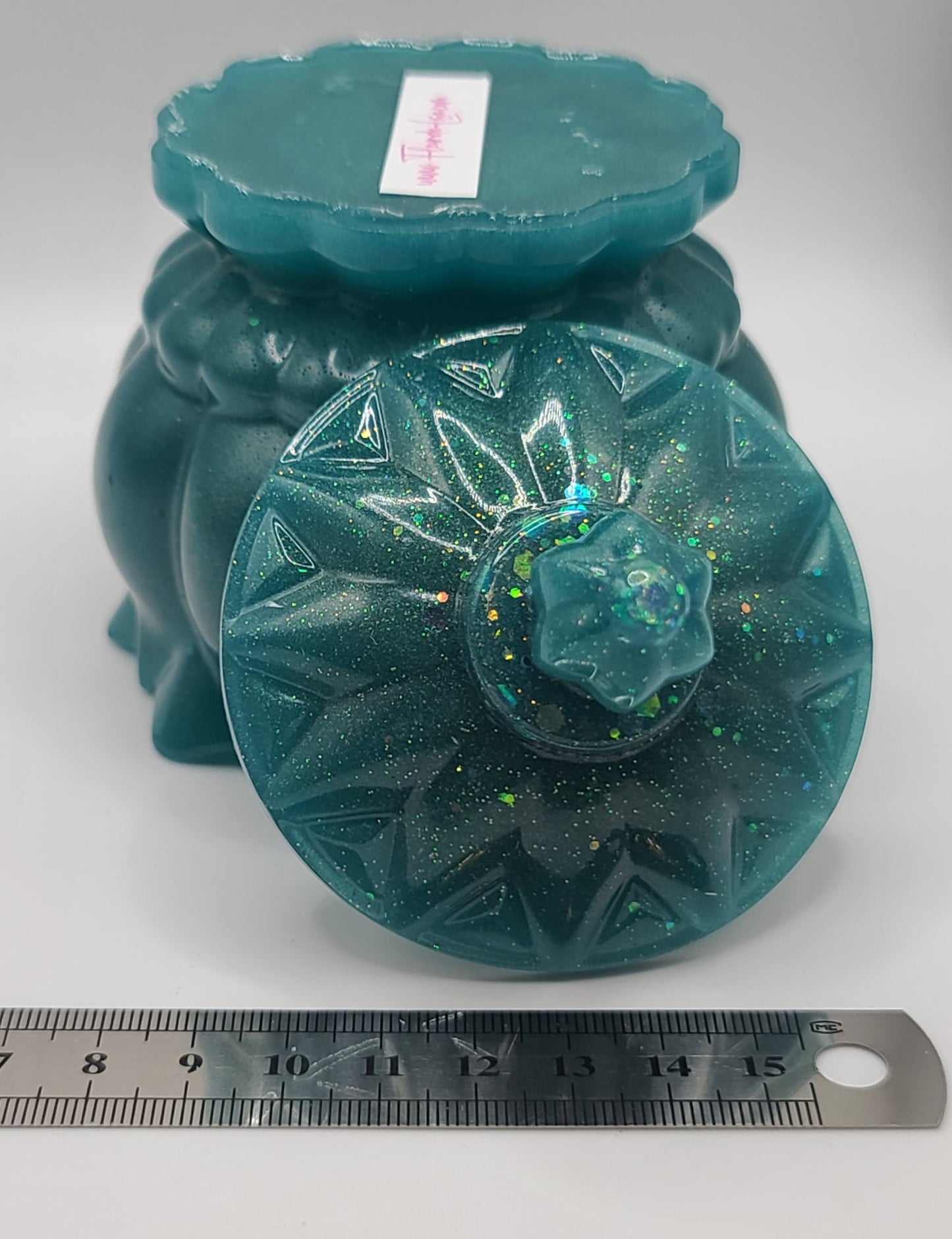 Beautiful handmade resin jar Large Flower A