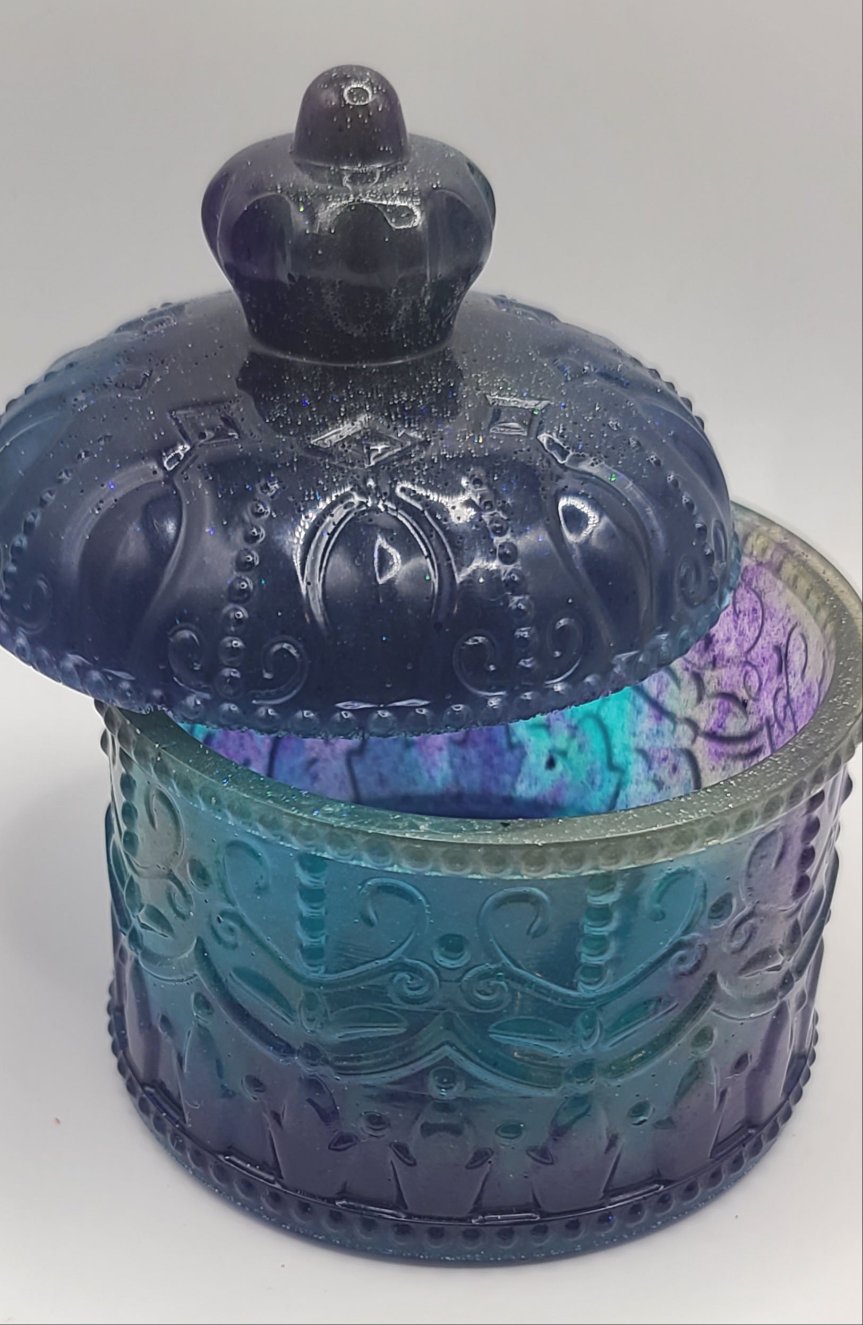 Beautiful handmade resin jar Large Fancy jar B