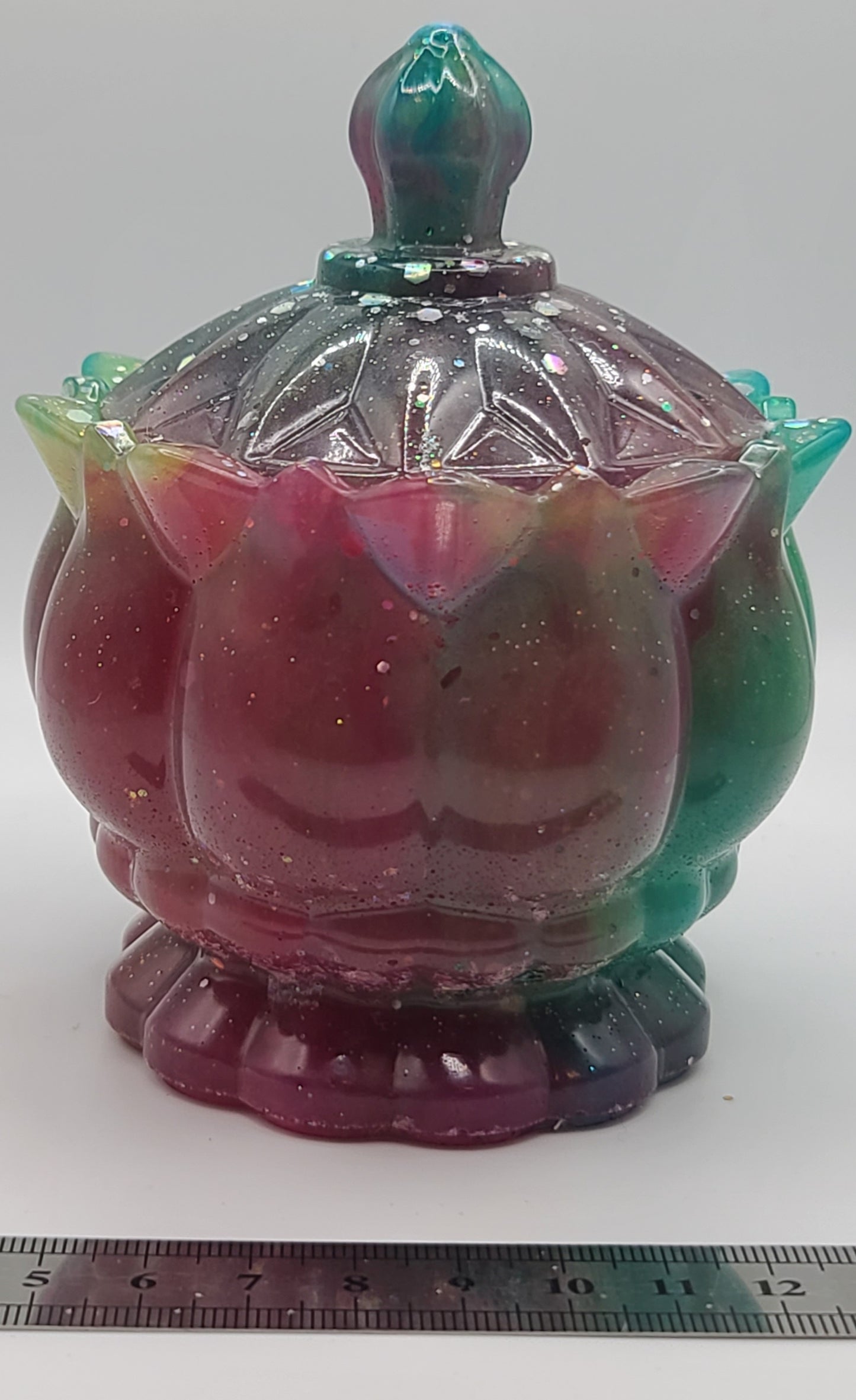 Beautiful handmade resin jar Large Flower B