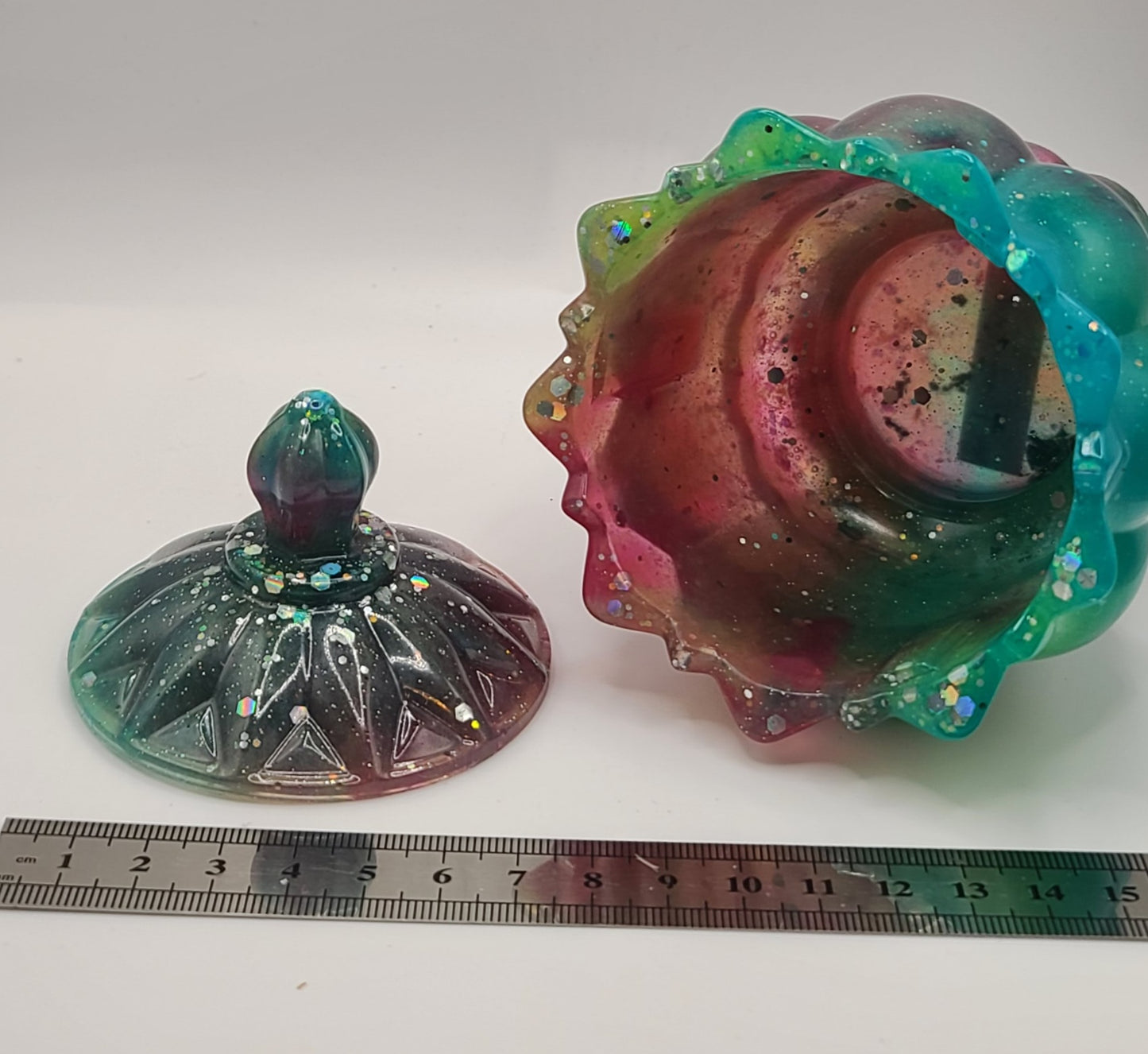 Beautiful handmade resin jar Large Flower B