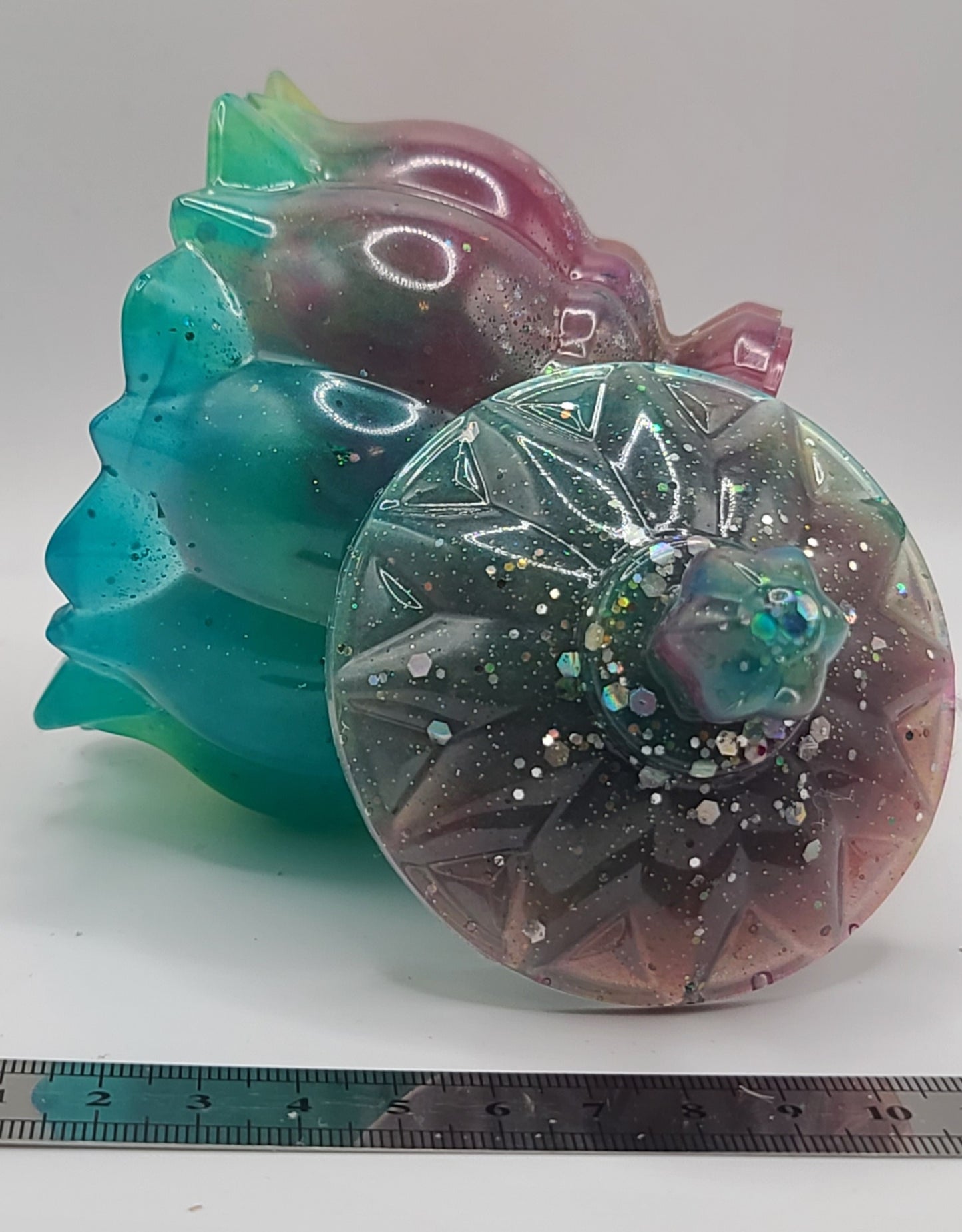 Beautiful handmade resin jar Large Flower B