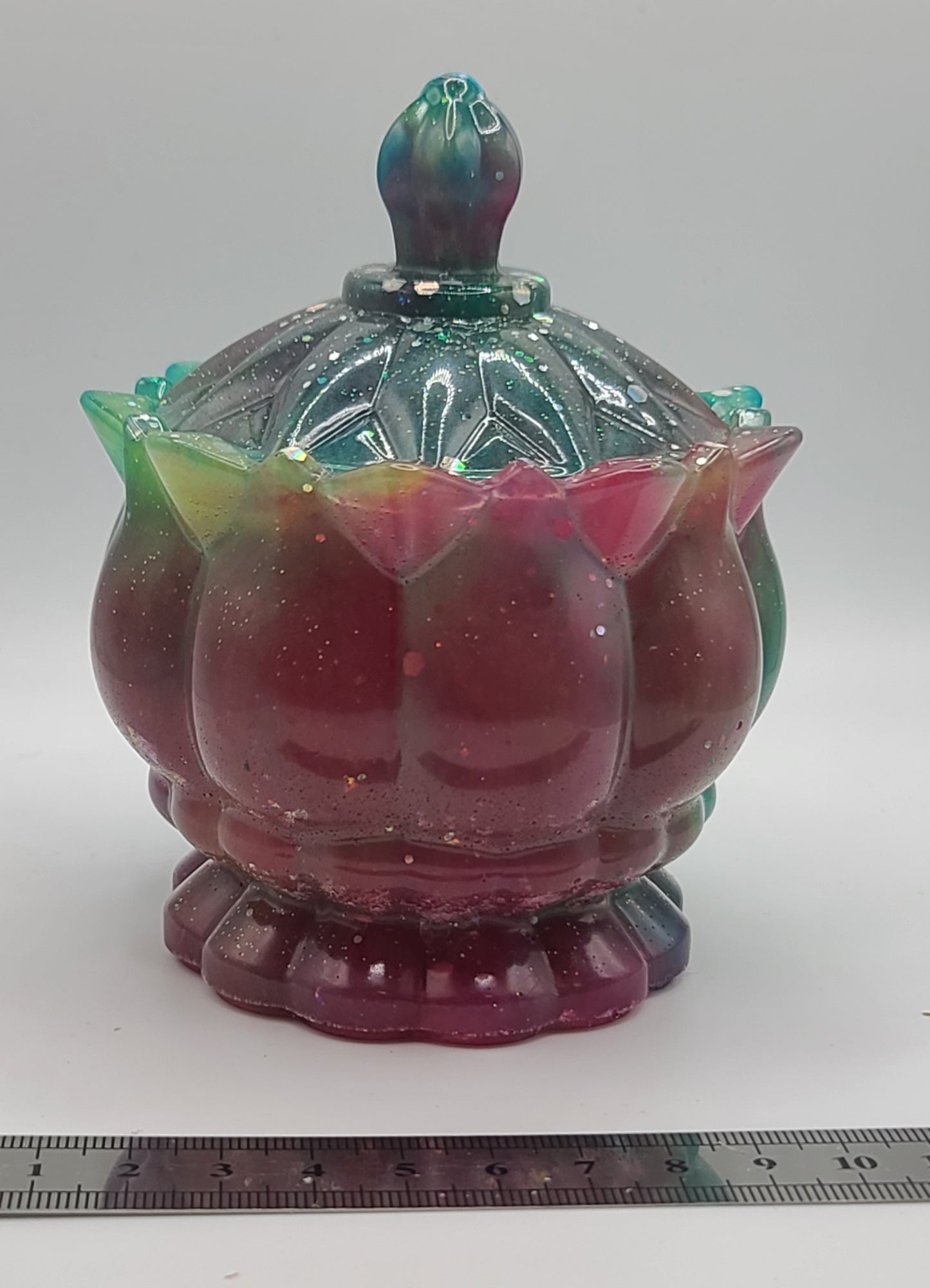 Beautiful handmade resin jar Large Flower B