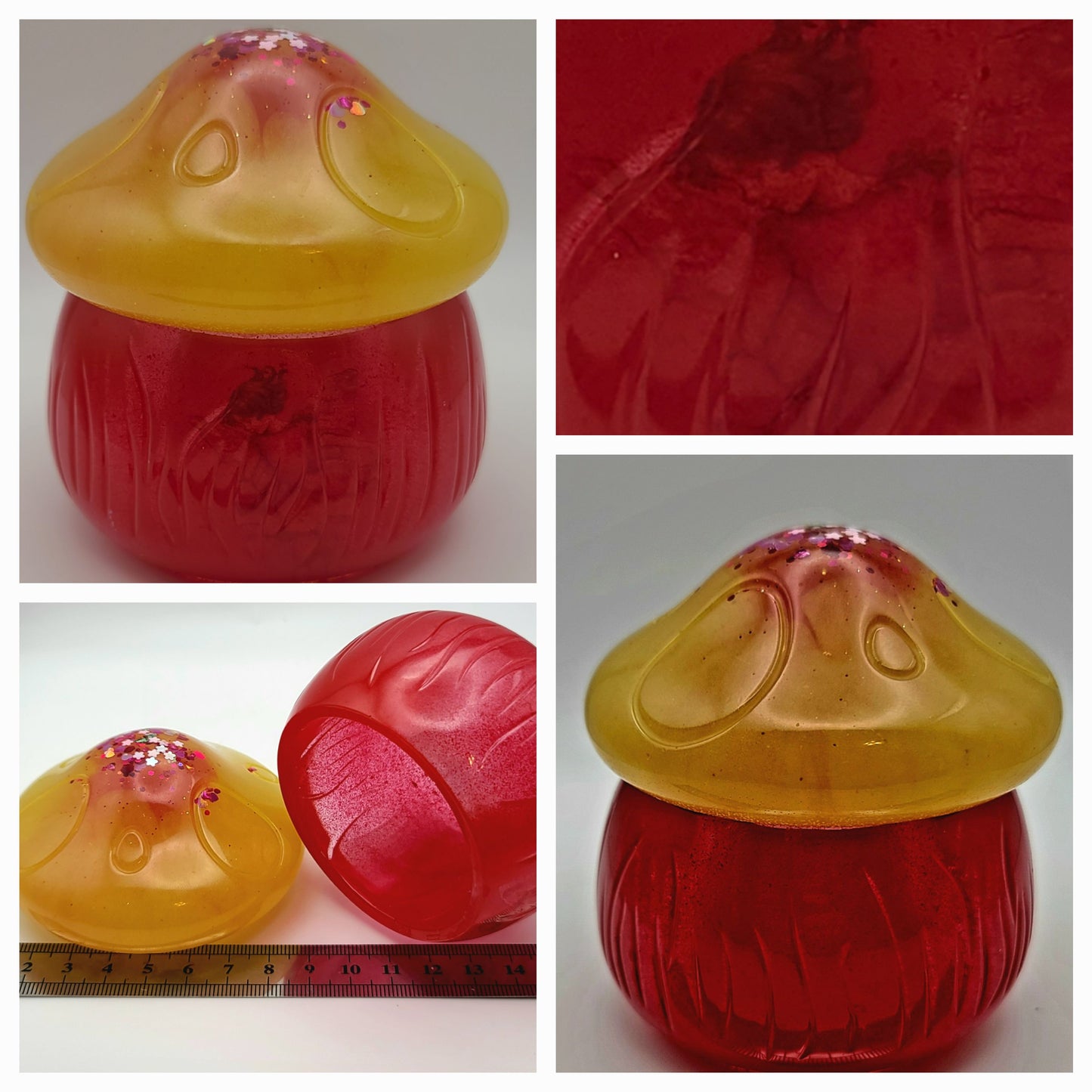 Beautiful handmade resin jar Mushroom B