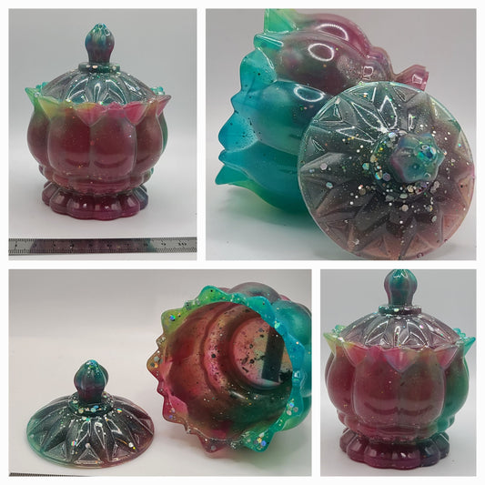 Beautiful handmade resin jar Large Flower B