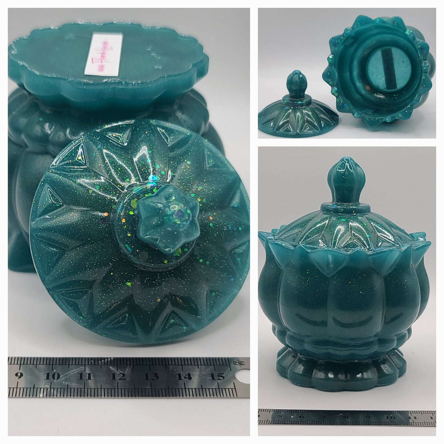 Beautiful handmade resin jar Large Flower A