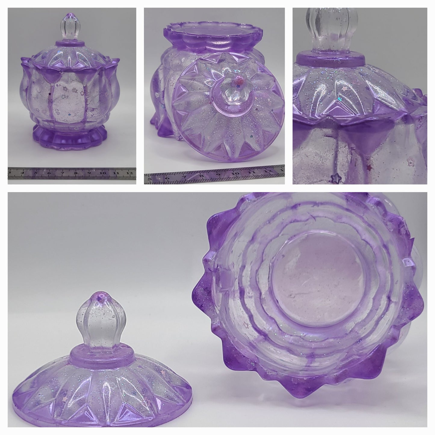 Beautiful handmade resin jar Large Flower D