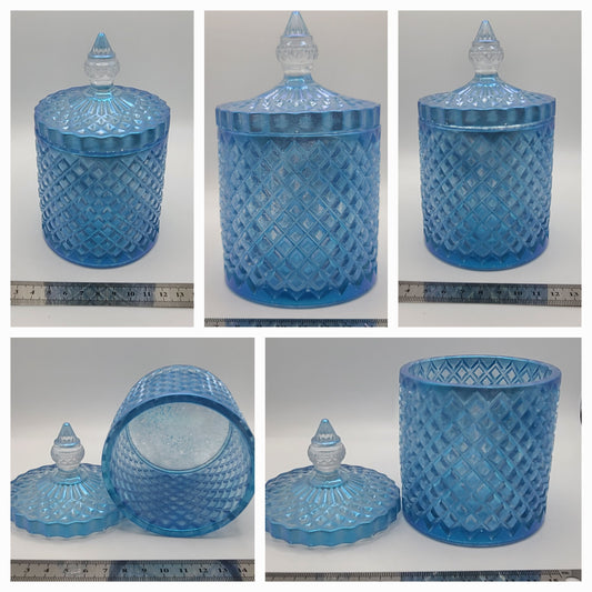 Beautiful handmade resin jar Large Blue Cylinder  A