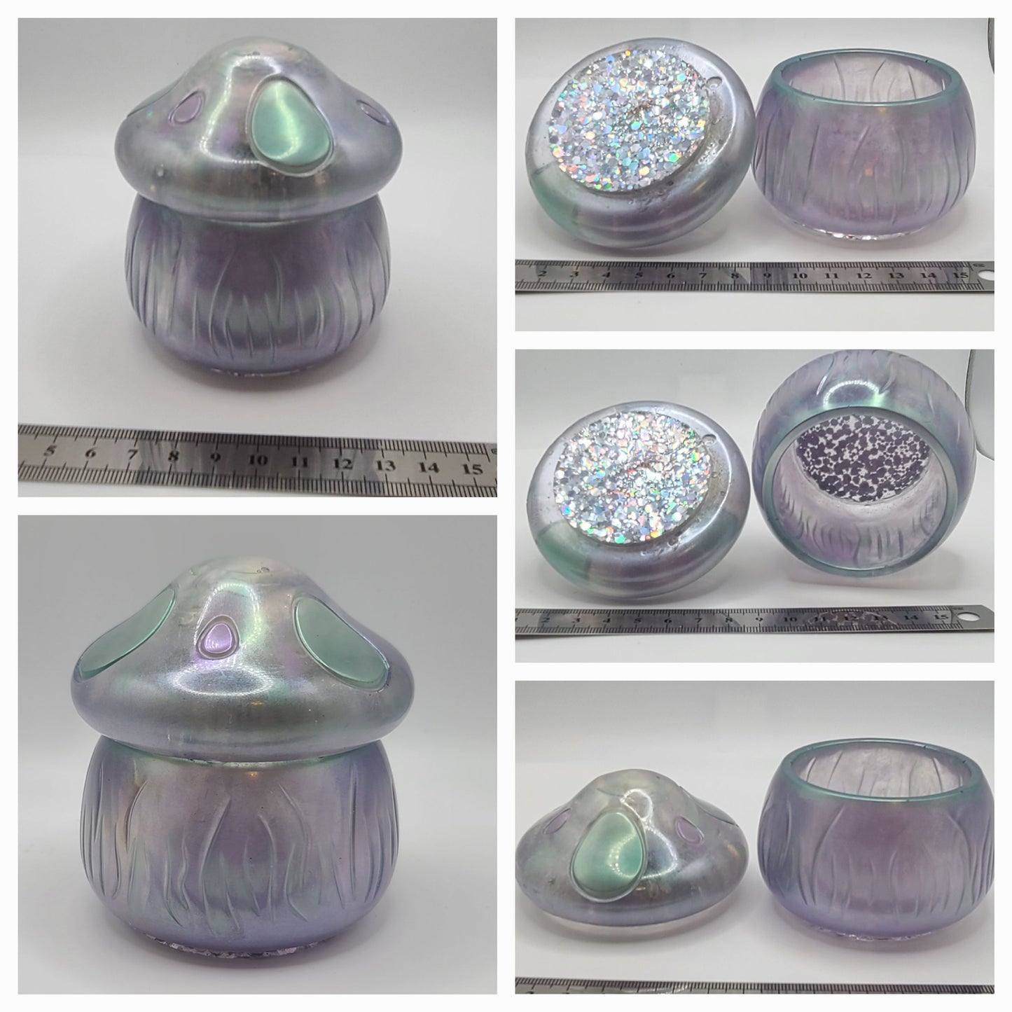 Beautiful handmade resin jar Mushroom A