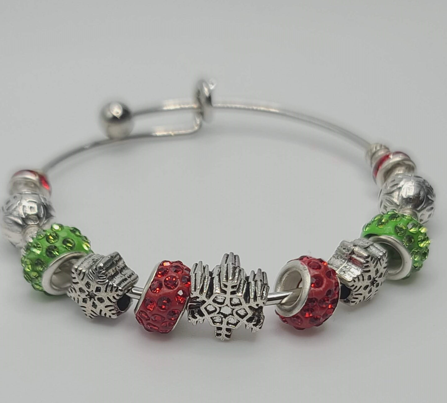 Christmas Snowflake Silver Bangle