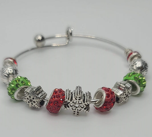 Christmas Snowflake Silver Bangle