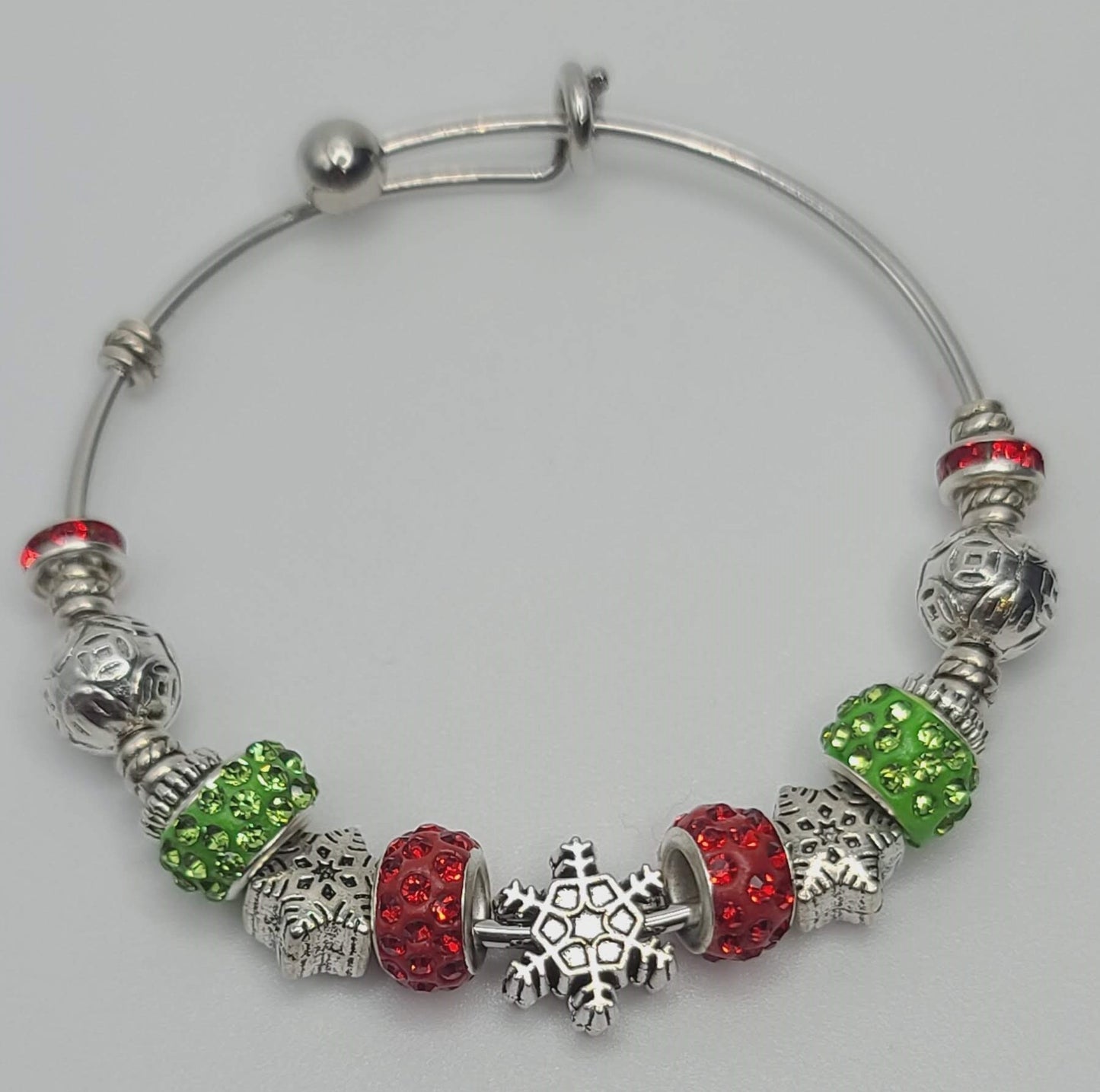 Christmas Snowflake Silver Bangle